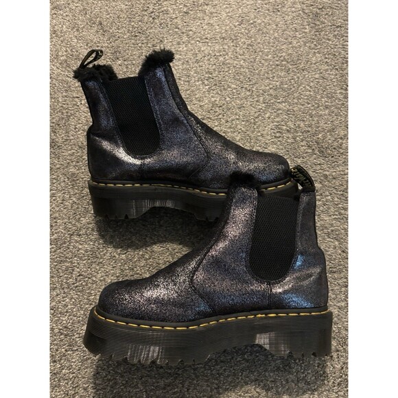 Dr. Martens Faux Fur Platform Chelsea Boot Metallic Black Women’s 10 - Picture 5 of 8